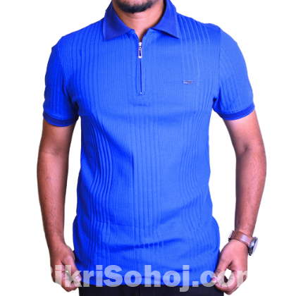Men's Premium Quality Ribbed Knit Polo-Tshirt